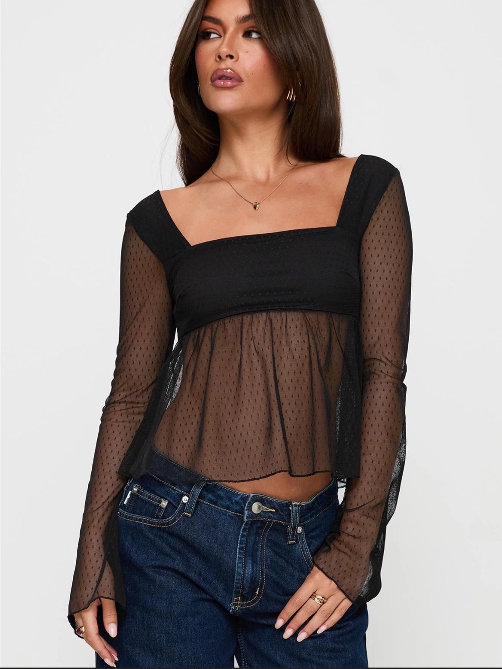 The Princess Polly Fiorello Long Sleeve Top in black